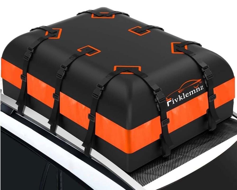 Fivklemnz 21 Cubic Feet Waterproof Rooftop Cargo Carrier Bag With Anti-Slip Mat